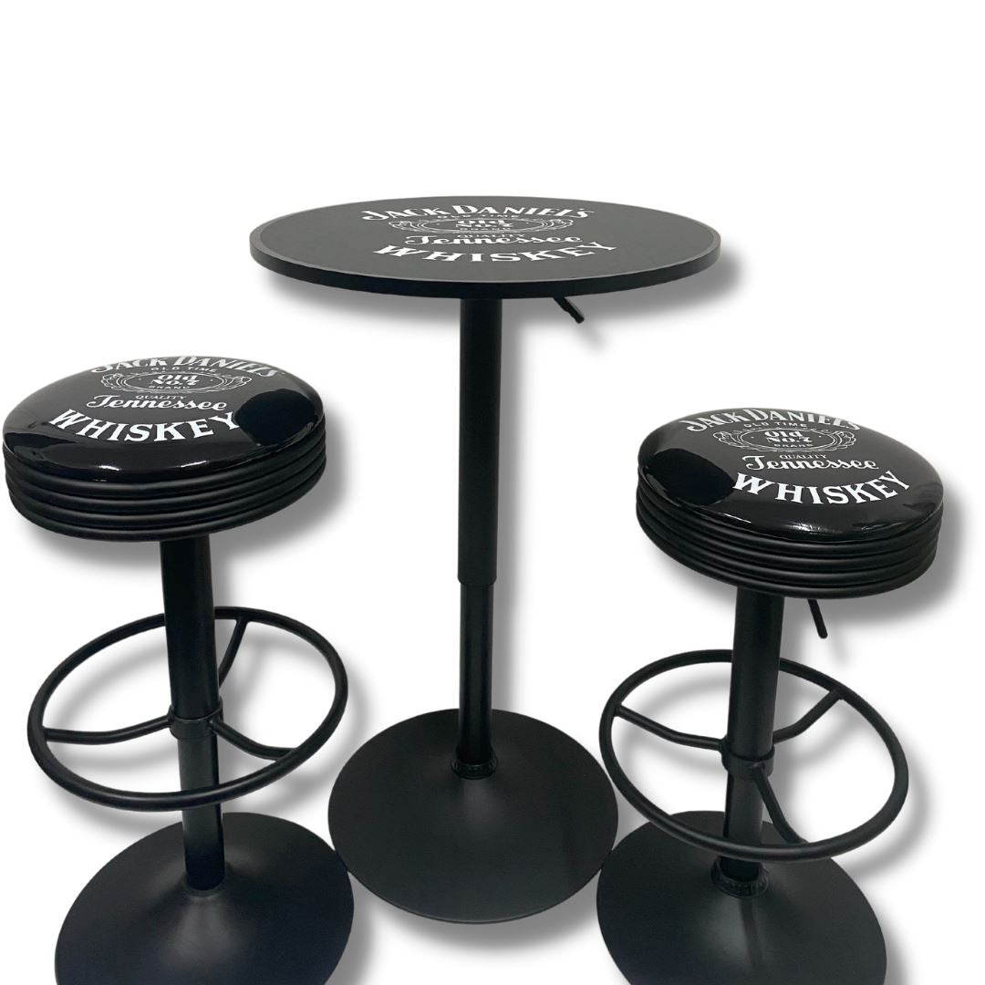 Jack Daniels Black Table & Bar Stool Set Retro Bar Stools