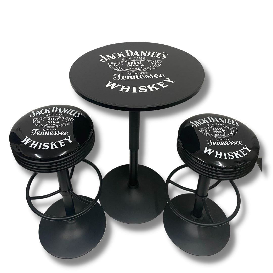 Jack Daniels Black Table & Bar Stool Set Retro Bar Stools