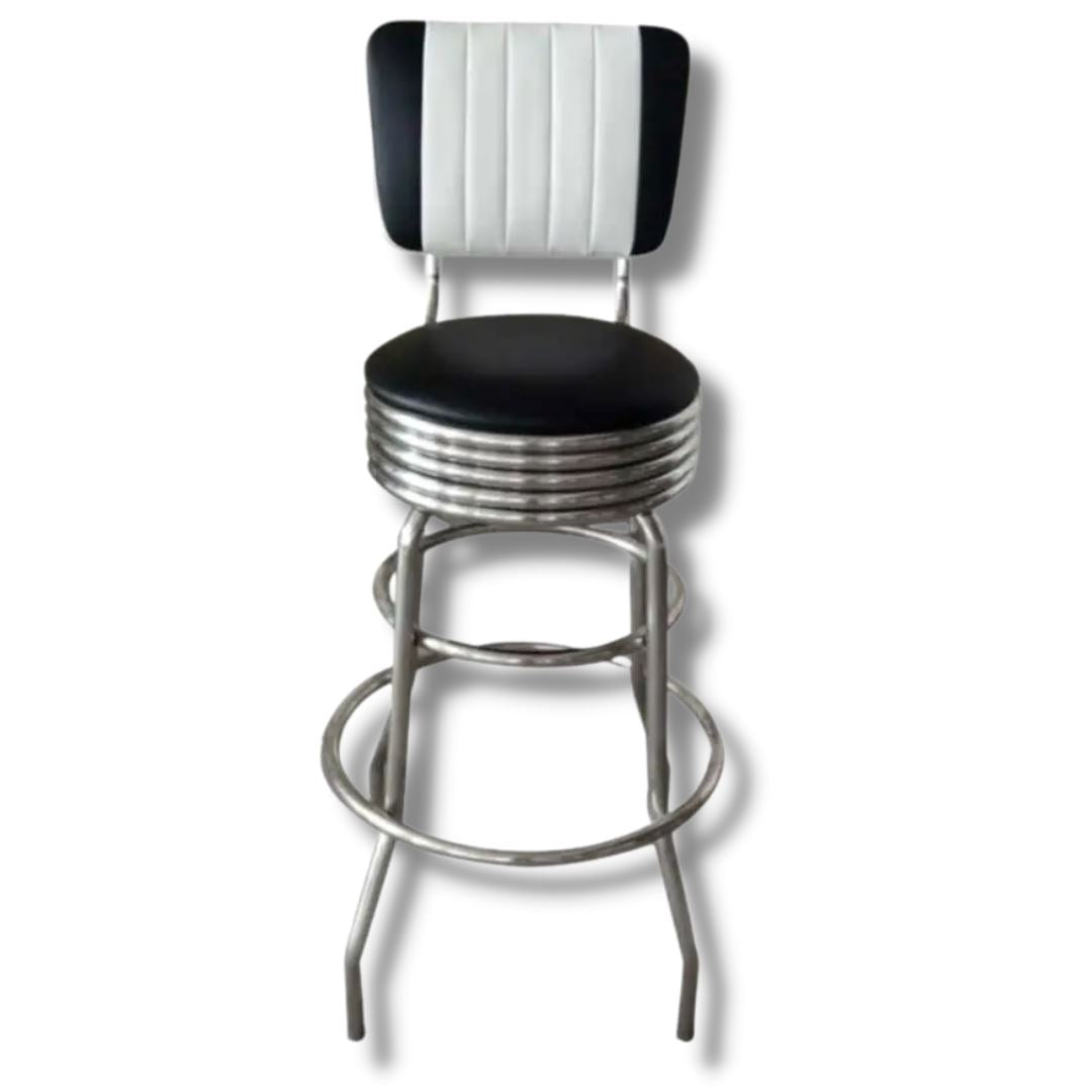 1950 Retro Diner Bar Table Stool set furniture Black / White