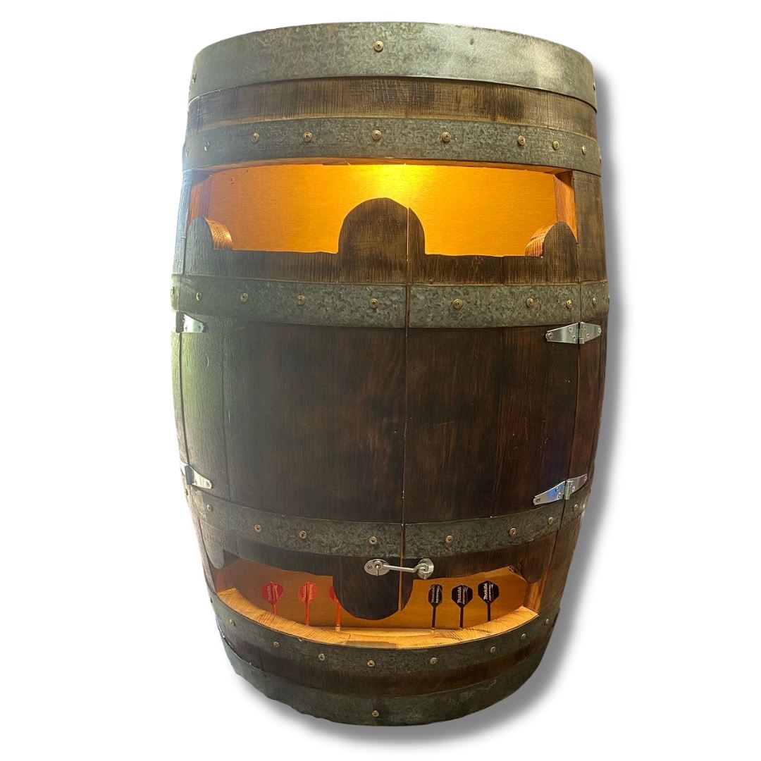 Bundaberg Rum Wine Barrel Dart Board Cabinet Wine Barrel Dart Board