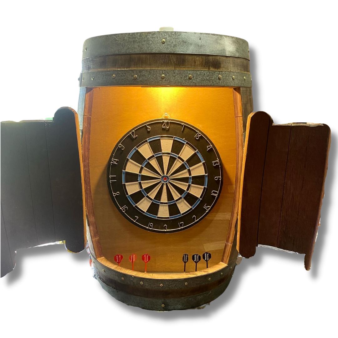 Bundaberg Rum Wine Barrel Dart Board Cabinet Wine Barrel Dart Board