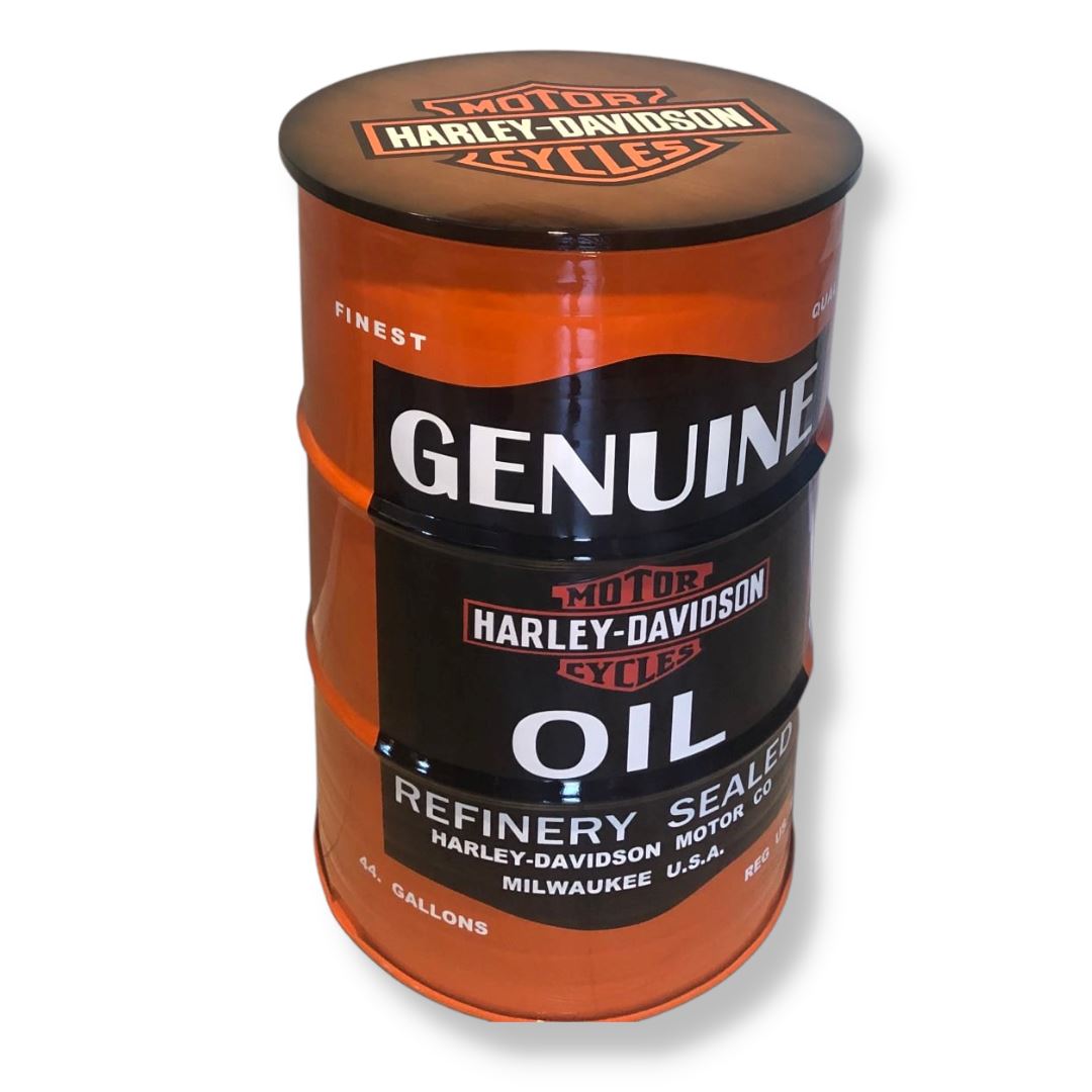 Harley Orange Genuine Oil Drum Table