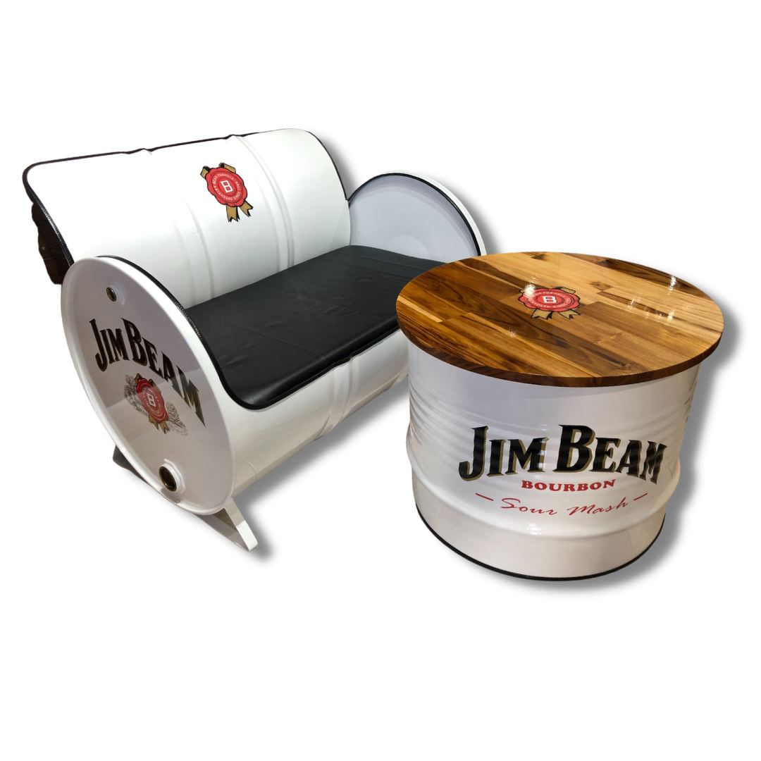 Jim Beam Drum Bench Seat Drum Barrel With coffee Table