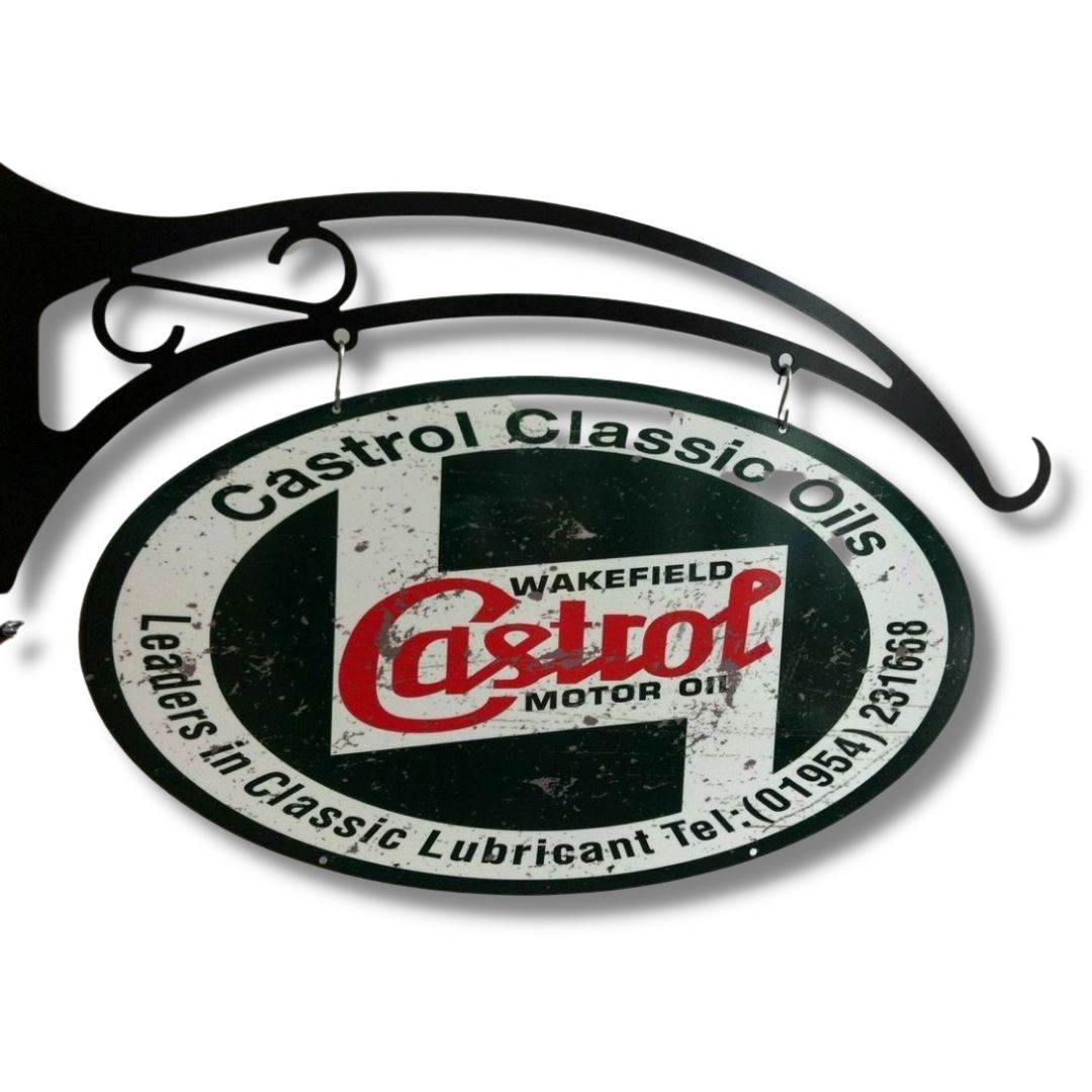 Castrol Classic Oval Design Hanging Sign Metal Signs