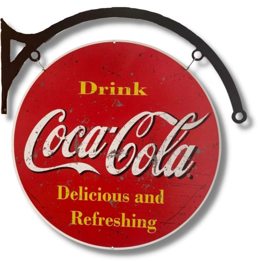 Coke Classic Hanging Sign Round Double Sided Metal Signs