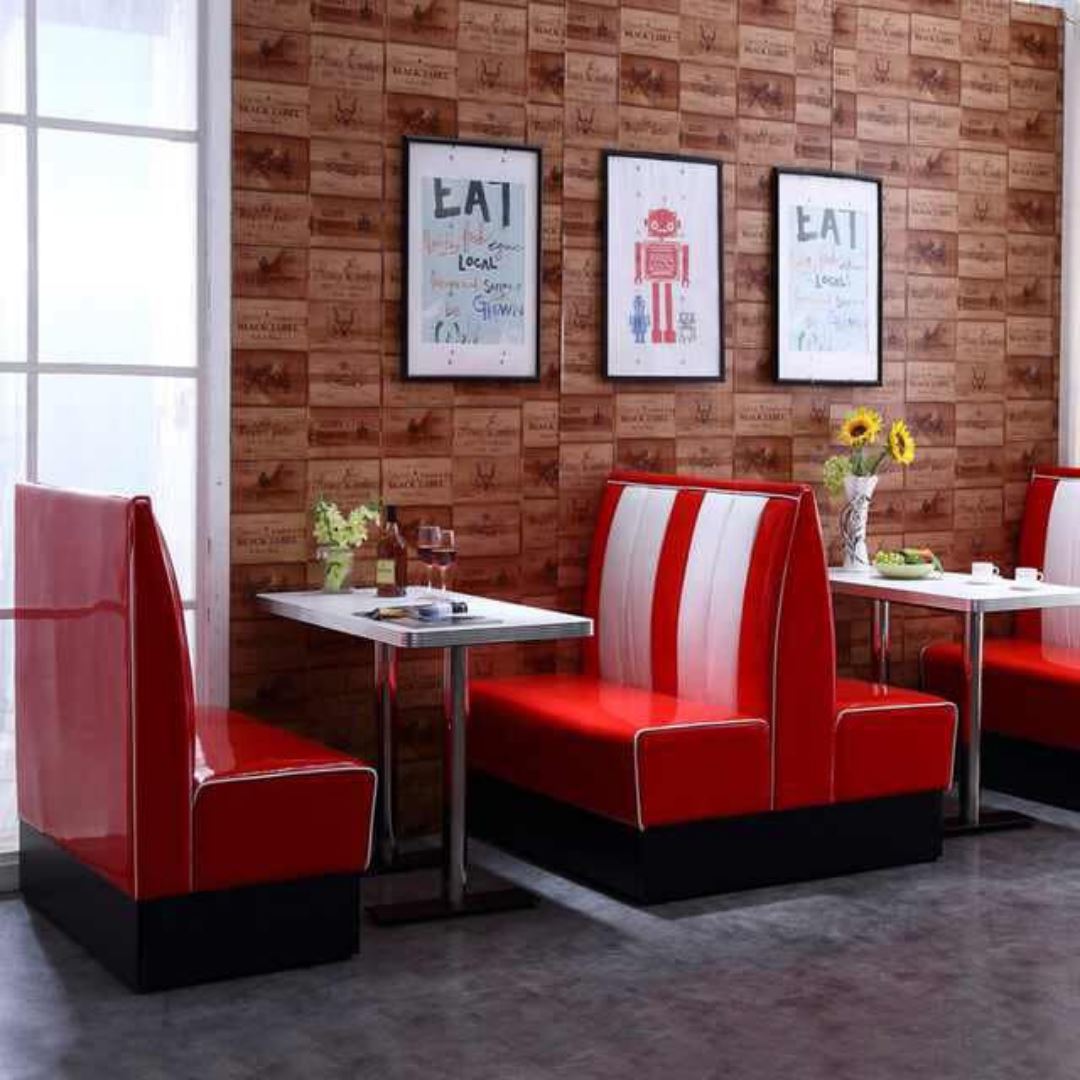 1950 Retro Cafe Booth - 2 Sofas & 1 Table furniture