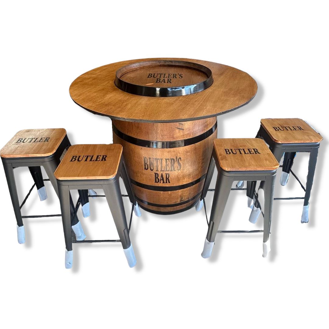 Branded Wine Barrel & Stool Set Wine Barrel