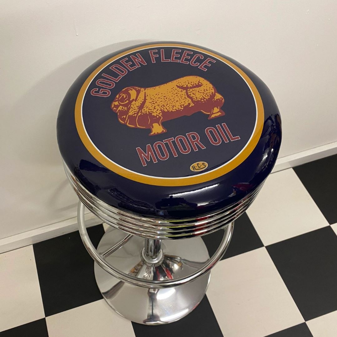Golden Fleece Motor Oil Premium Retro Bar Stool Retro Bar Stools