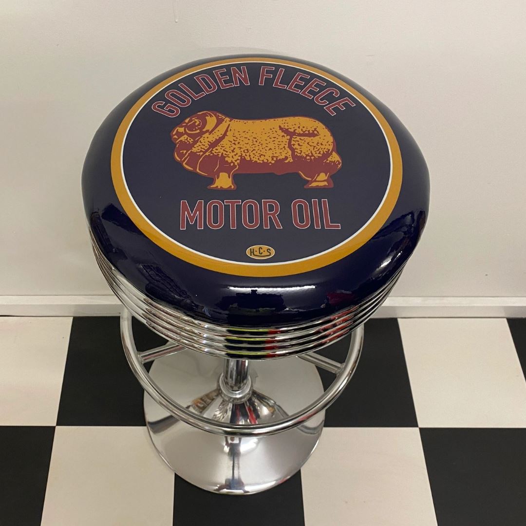 Golden Fleece Motor Oil Premium Retro Bar Stool Retro Bar Stools