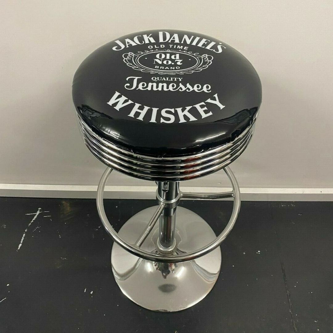Jack Daniels JD Retro Silver Chrome Premium Bar Stool Retro Bar Stools