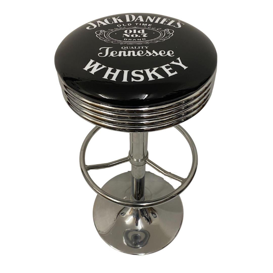 Jack Daniels JD Retro Silver Chrome Premium Bar Stool Retro Bar Stools