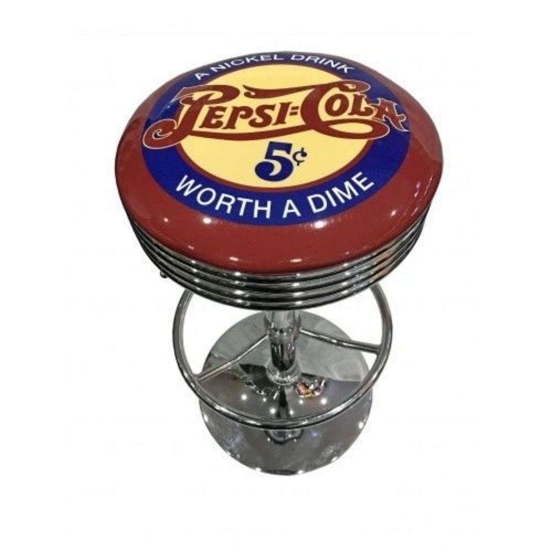 Pepsi Cola Retro Silver Chrome Premium Bar Stool Retro Bar Stools