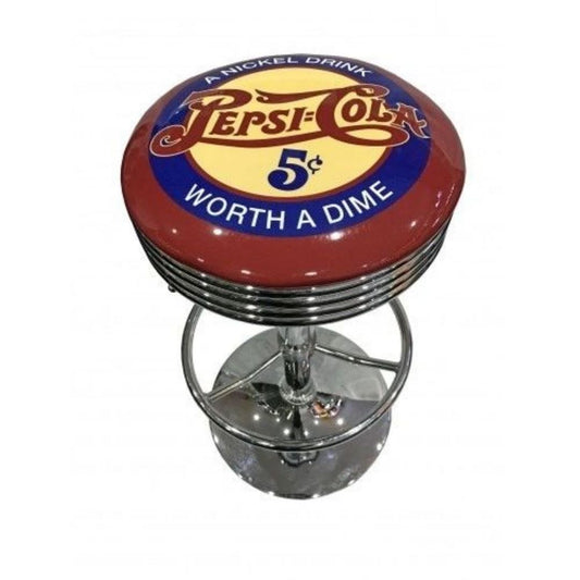 Pepsi Cola Retro Silver Chrome Premium Bar Stool Retro Bar Stools