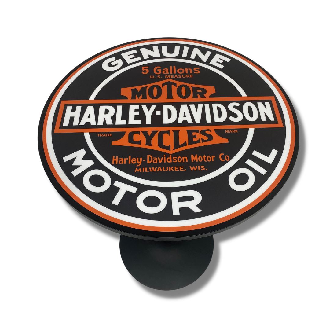 Harley Davidson Motor Oil Black Bar Table Bar Table
