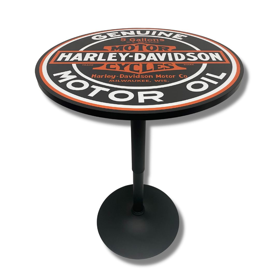 Harley Davidson Motor Oil Black Bar Table Bar Table