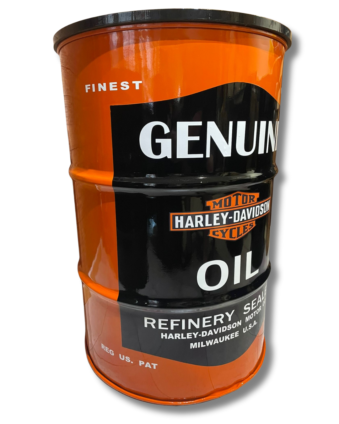 Harley Orange Genuine Oil Drum Table