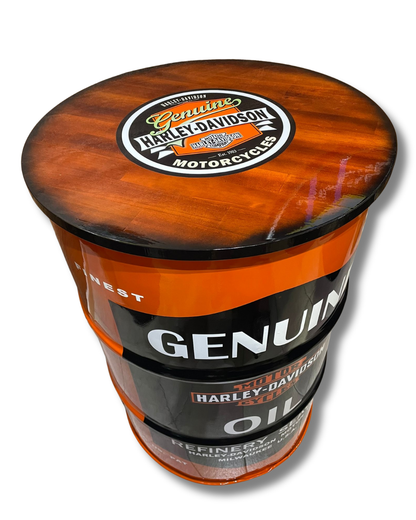 Harley Orange Genuine Oil Drum Table