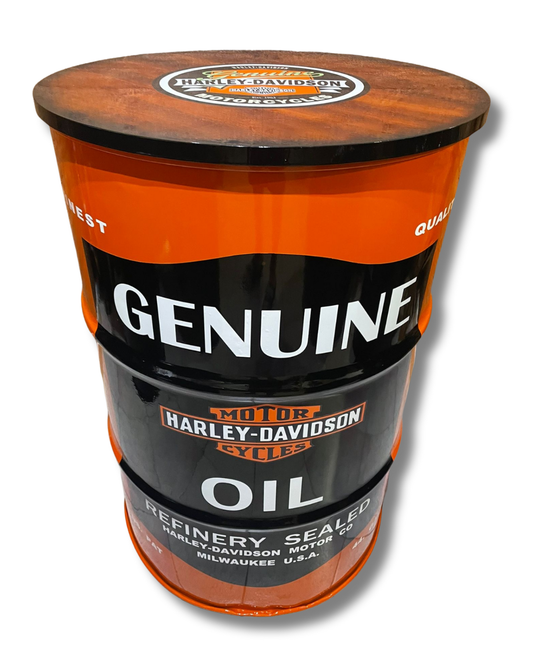 Harley Orange Genuine Oil Drum Table