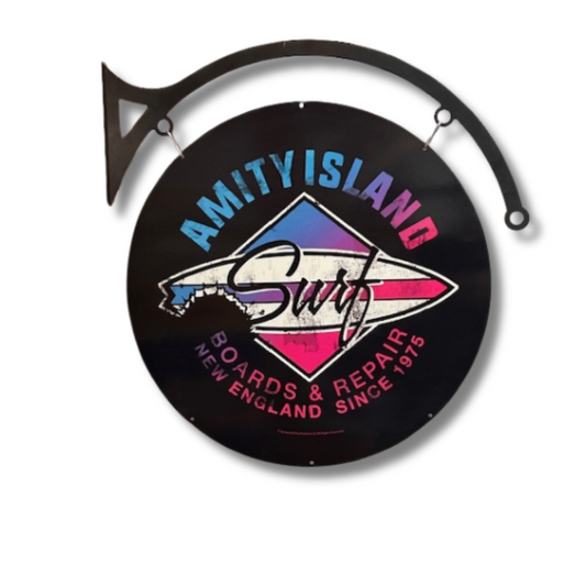 Amity Island Surf Sign Round Double Sided