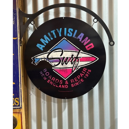 Amity Island Surf Sign Round Double Sided