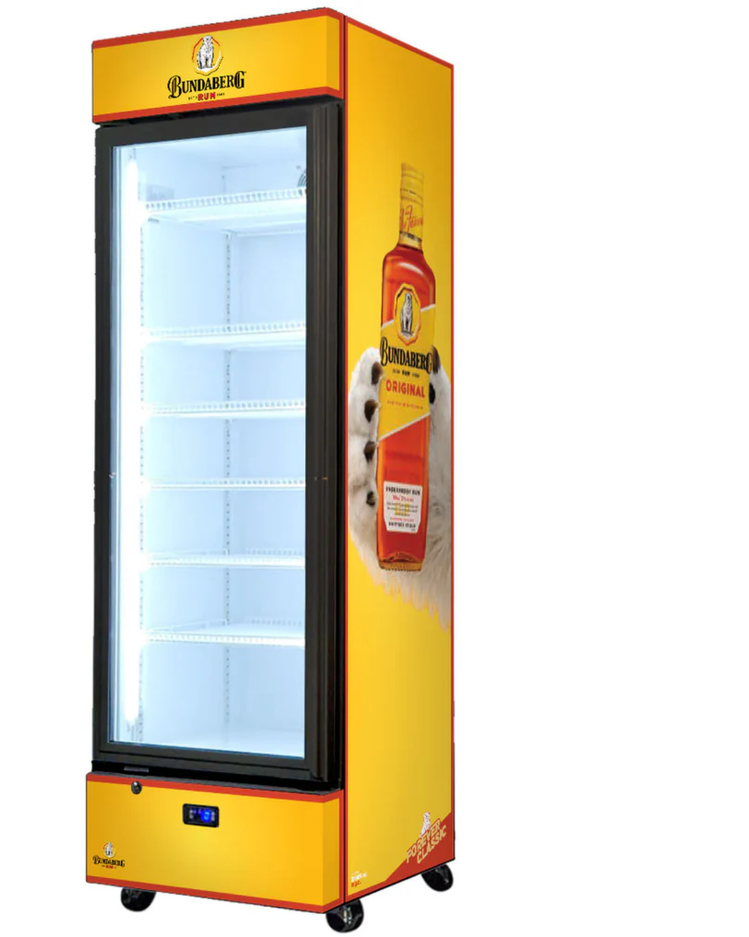 Bundy Rum Branded 370LT Upright Bar Fridge