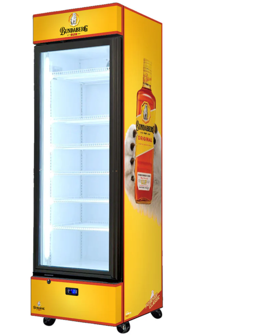 Bundy Rum Branded 370LT Upright Bar Fridge