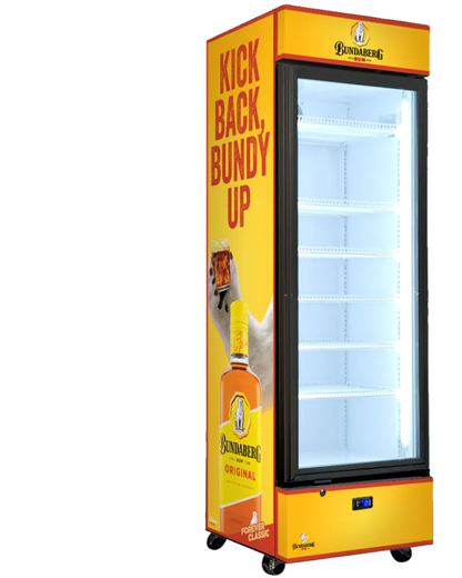 Bundy Rum Branded 370LT Upright Bar Fridge
