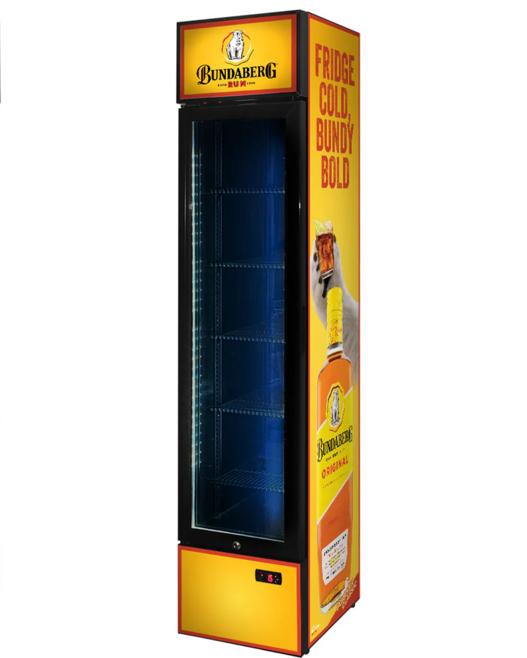 Bundy Rum Branded 160LT Upright Bar Fridge