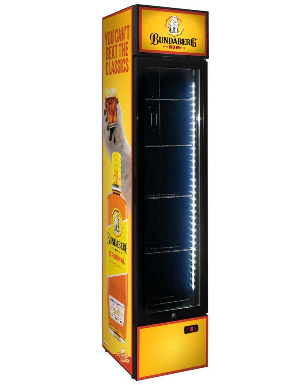Bundy Rum Branded 160LT Upright Bar Fridge