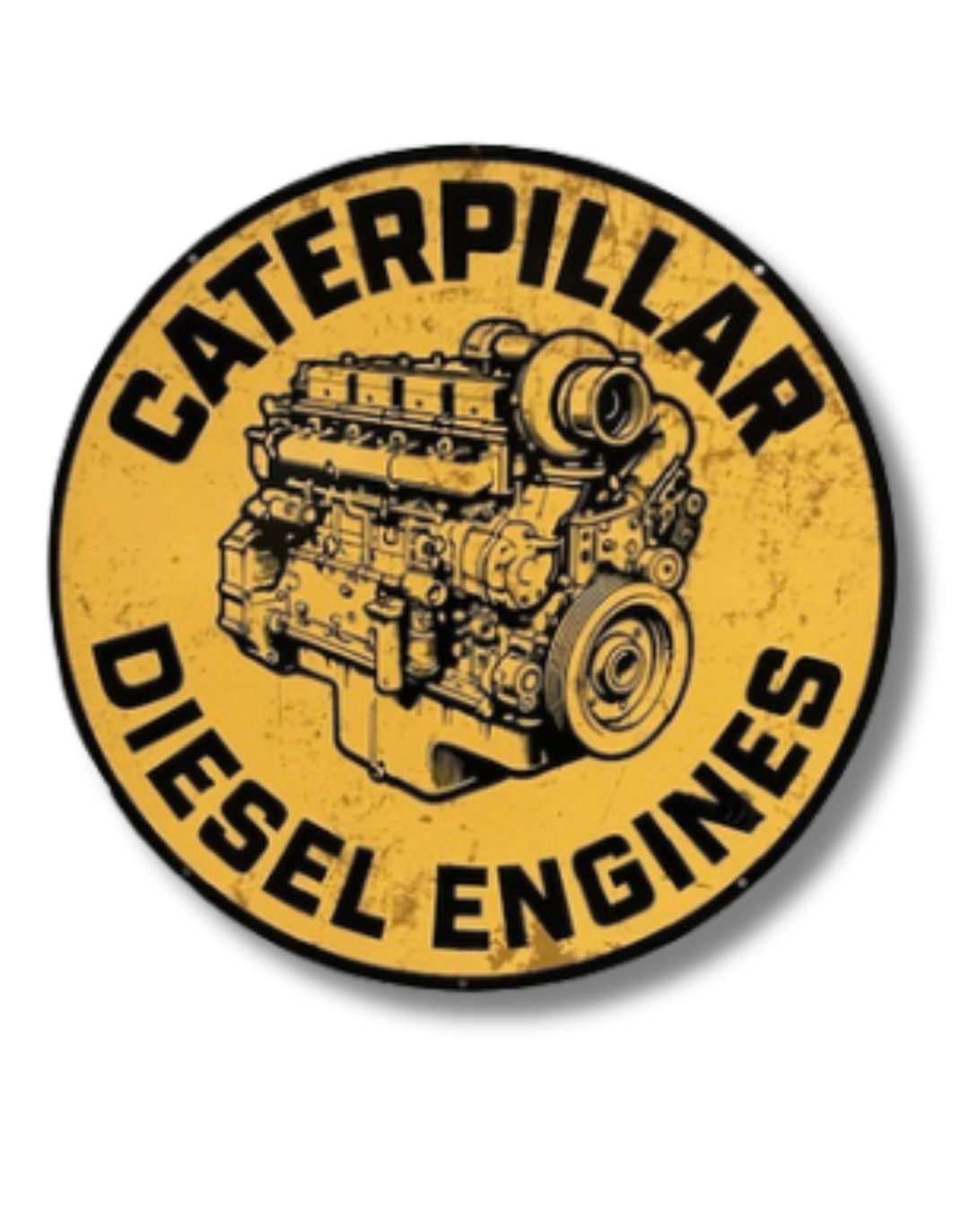 Cat Diesel Single Sided Retro Sign Round