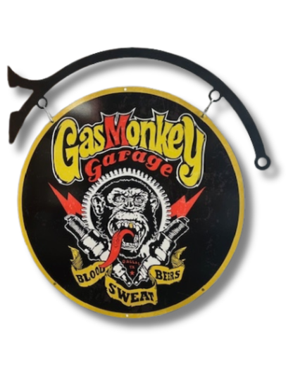 Gas Monkey Retro Sign Round Double Sided