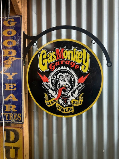 Gas Monkey Retro Sign Round Double Sided