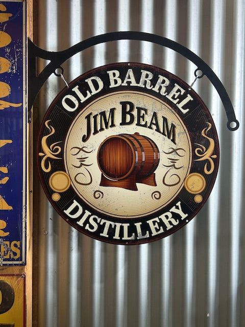 Jim Beam Old Barrel Retro Sign Round Double Sided