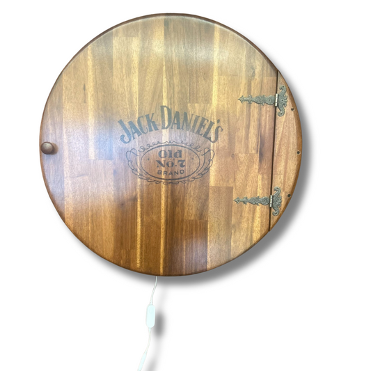 Jack Daniels Barrel Head Dartboard Cabinet - The Dens