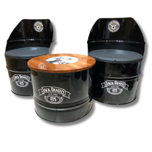 Jack Daniels Drum Coffee Table & Chairs