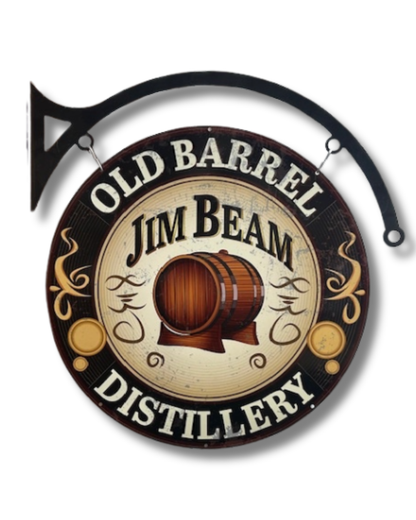 Jim Beam Old Barrel Retro Sign Round Double Sided