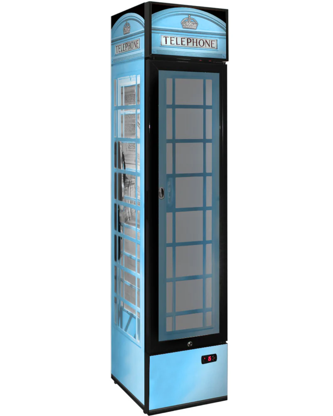 Telephone Box pastel Branded 160LT Upright Bar Fridge