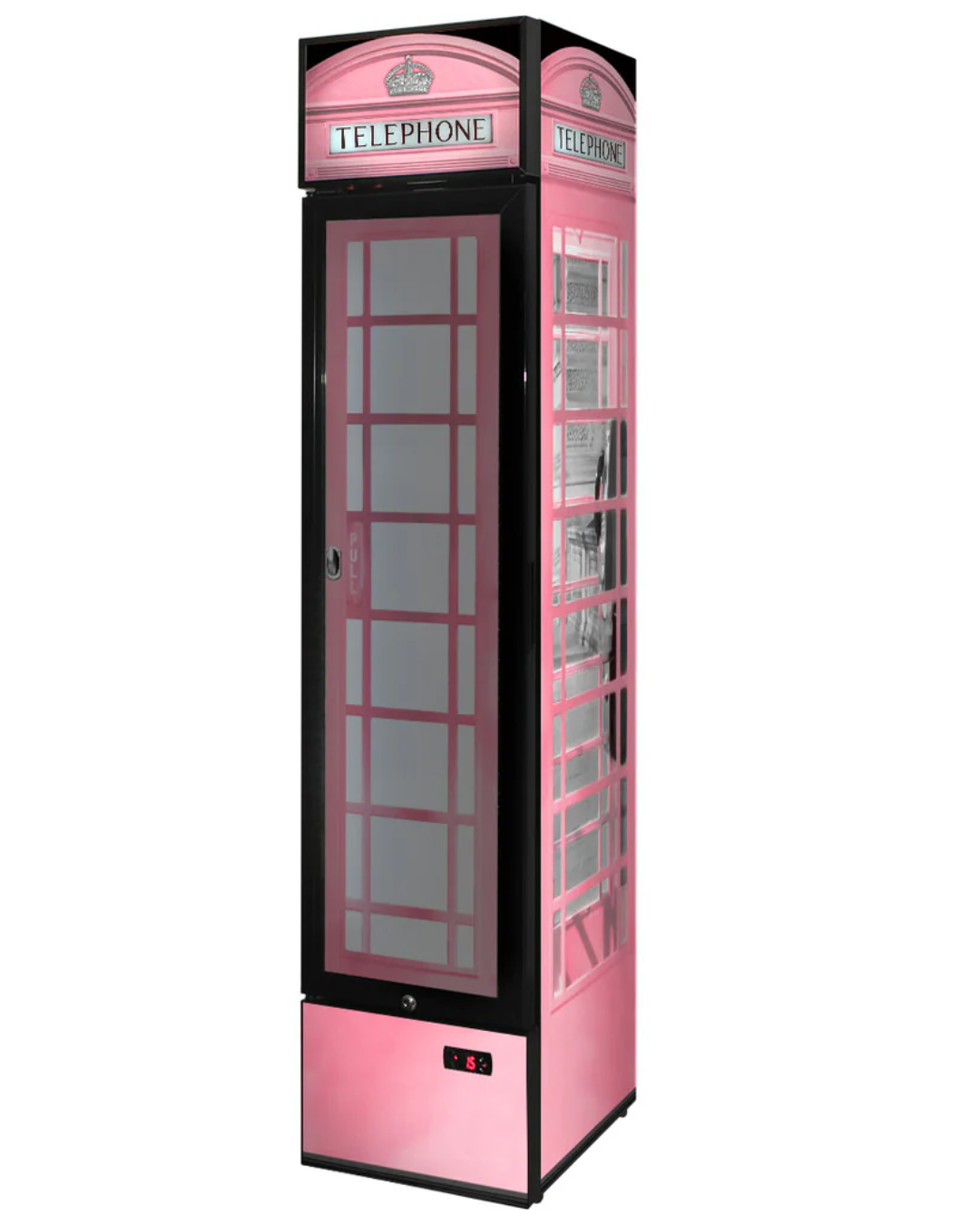 Telephone Box pastel Branded 160LT Upright Bar Fridge