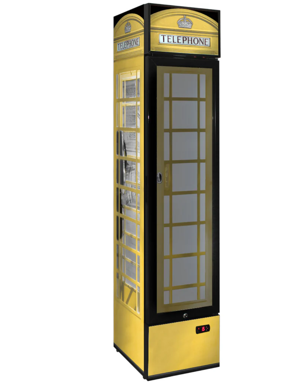 Telephone Box pastel Branded 160LT Upright Bar Fridge