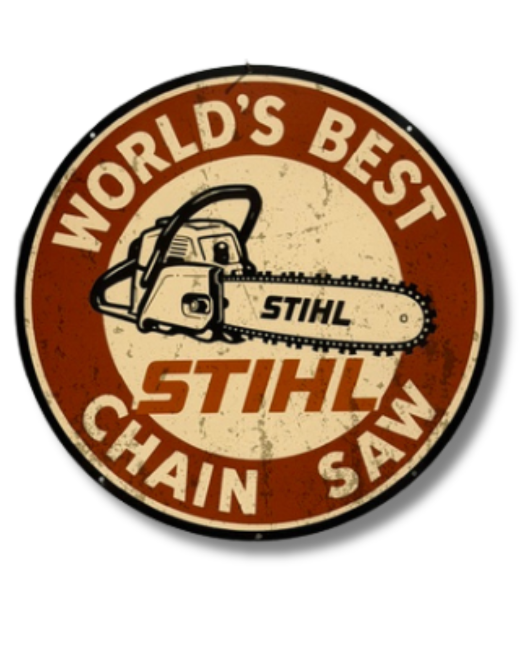 Stihl Single Sided Retro Sign Round