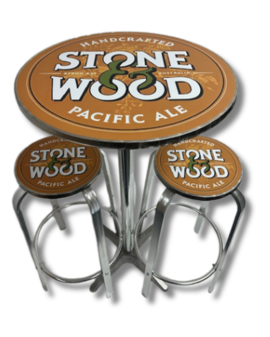 Stone & Wood Exterior Bar Stool & Table Set