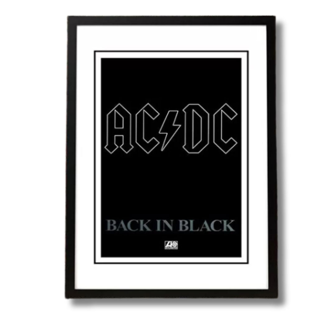 AC/DC Framed Band Poster A4 (29.7cm x 21cm) Back In Black 1980 