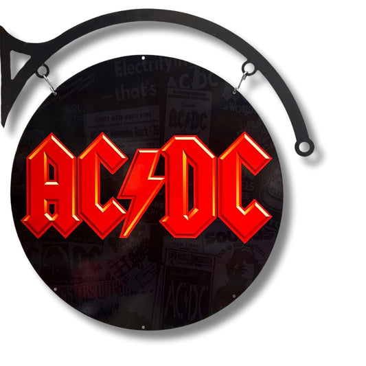 AC/DC Sign Round Double Sided Metal Signs 