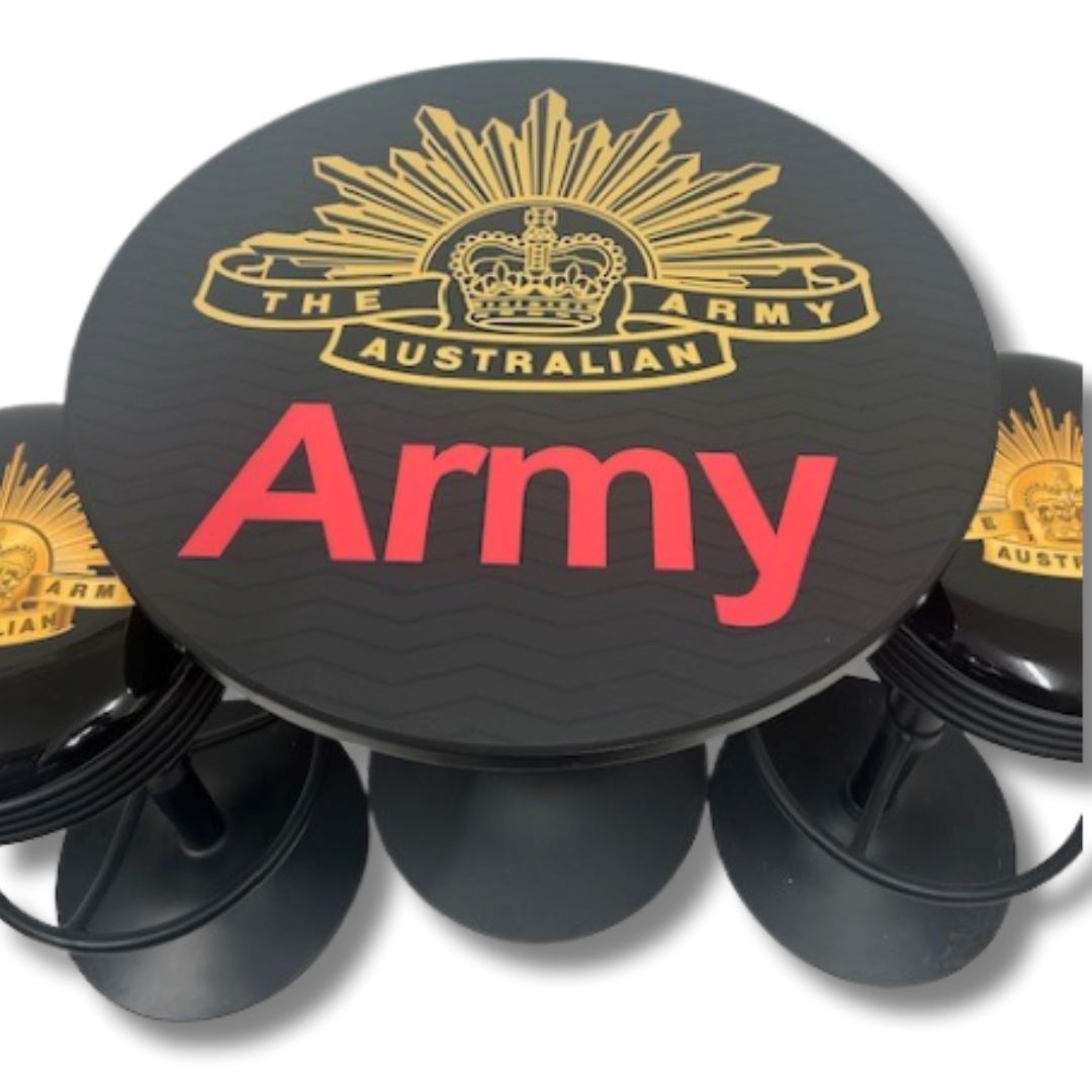 Army Black Table & Bar Stool Set Retro Bar Table Set 