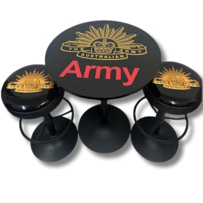 Army Black Table & Bar Stool Set Retro Bar Table Set 