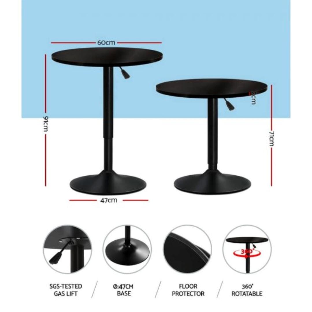 Army Black Table & Bar Stool Set Retro Bar Table Set 