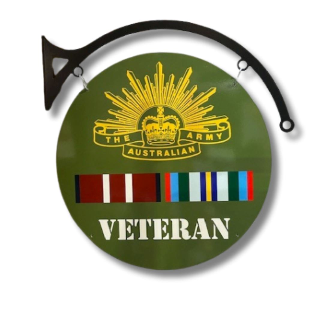 Army Hanging Sign Round Double Sided Metal Signs Veteran 