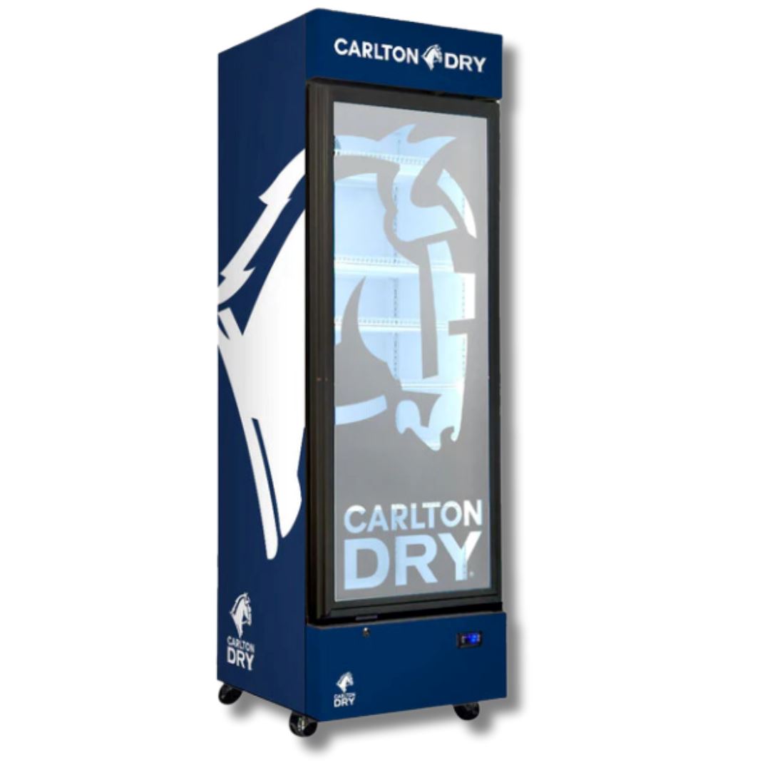 Carlton Dry Branded 370LT Upright Bar Fridge Refrigerators 