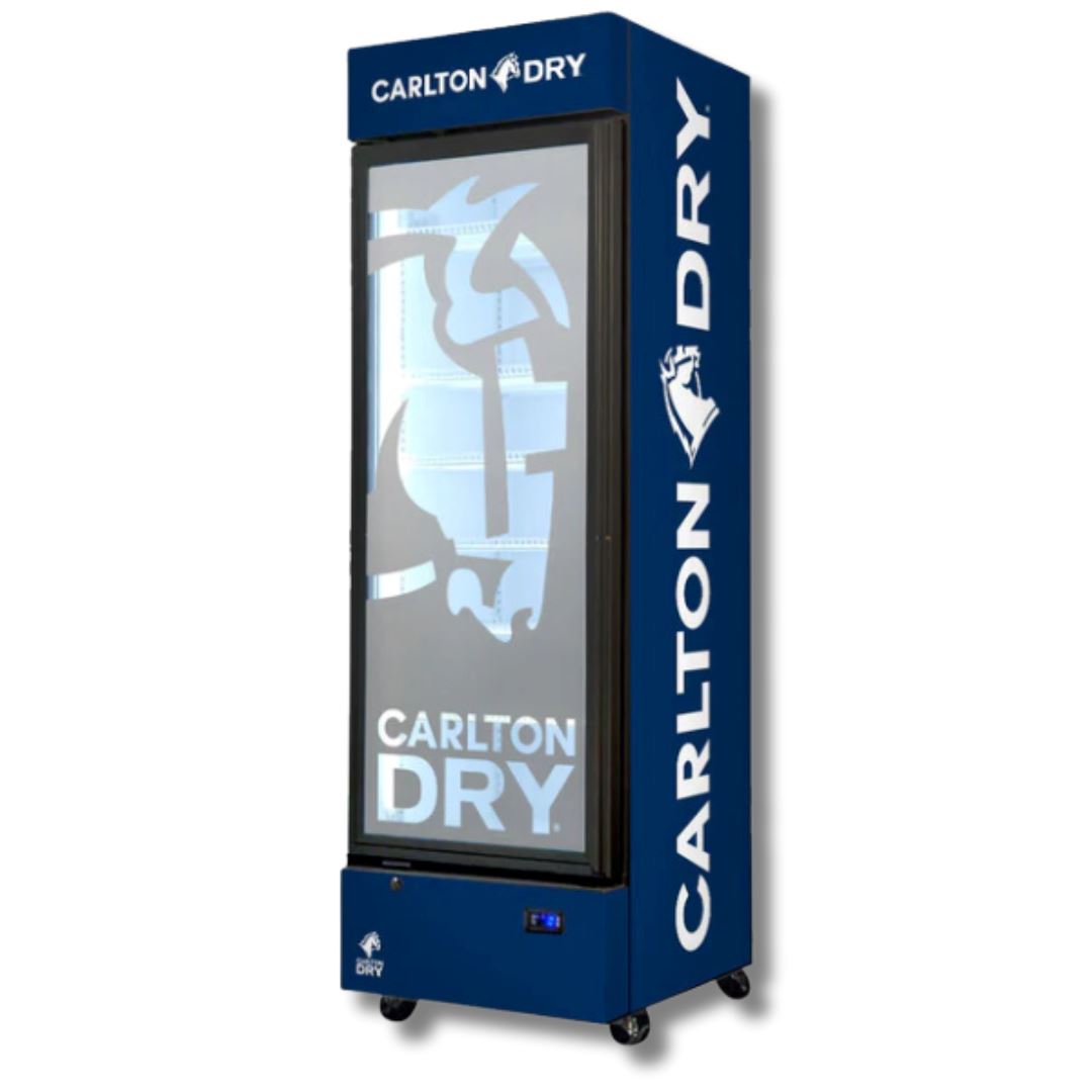 Carlton Dry Branded 370LT Upright Bar Fridge Refrigerators 