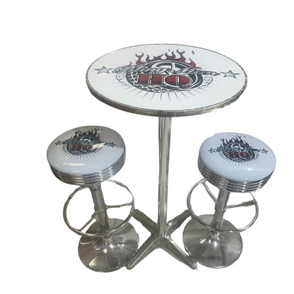 Custom Bar Table & Stool Set - Your logo or design Retro Bar Table Set 